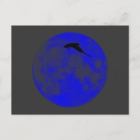 Carte Postale Lune bleue Blue Moon Raven (Devant)
