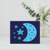 Carte Postale Lune bleue et étoiles rayées (Debout devant)