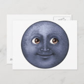 Carte Postale Lune Bleue Foncé - Emoji (Devant / Derrière)