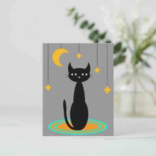 Carte Postale Lune de chat noir (Debout devant)