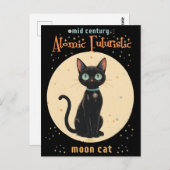 Carte Postale Lune de chat noir atomique futuriste avec texte (Devant / Derrière)