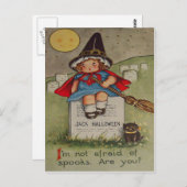 Carte Postale Lune de chat noir de pierre tombale de cimetière (Devant / Derrière)