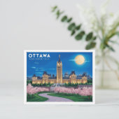Carte Postale Lune de la colline du Parlement d'Ottawa (Debout devant)