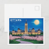 Carte Postale Lune de la colline du Parlement d'Ottawa (Devant / Derrière)
