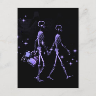 Carte Postale Lune de miel X-Ray Skeleton Newlyweds - Violet