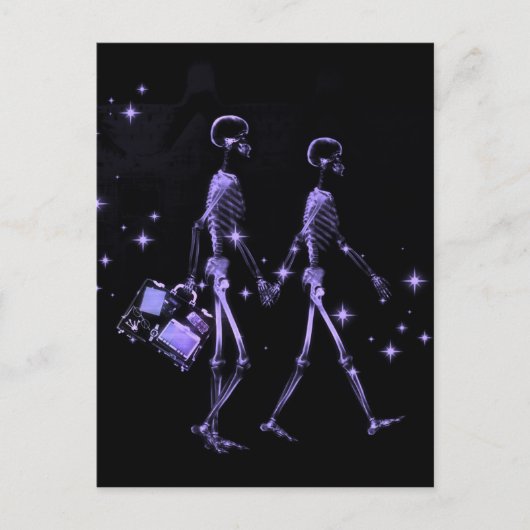Carte Postale Lune de miel X-Ray Skeleton Newlyweds - Violet (Devant)