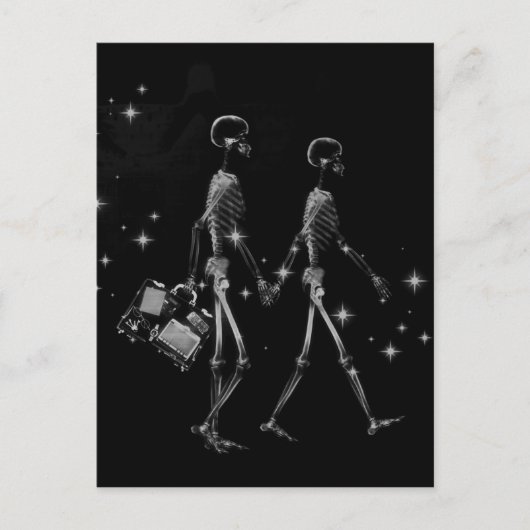 Carte Postale Lune de miel X-Ray Skeleton Nouveaux mariés - B&W (Devant)