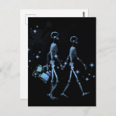 Carte Postale Lune de miel X-Ray Skeleton Nouveaux mariés - Bleu (Devant / Derrière)