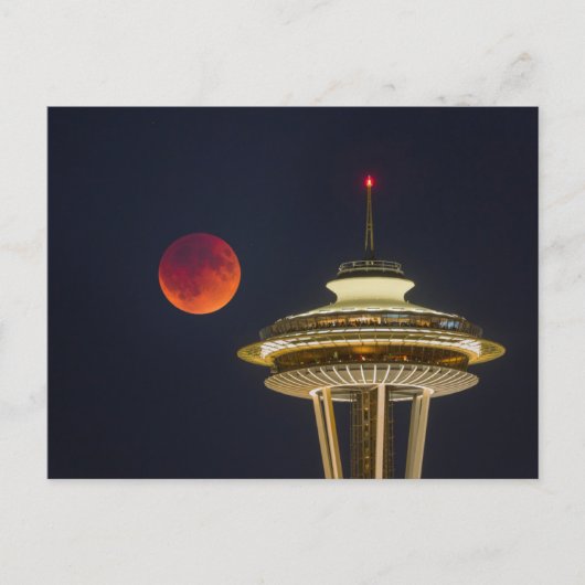 Carte Postale Lune de sang | Aiguille spatiale de Seattle (Devant)