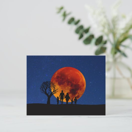 Carte Postale Lune de sang Lunaire Famille Eclipse (Debout devant)