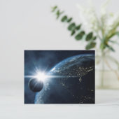 Carte Postale lune de terre et soleil (Debout devant)