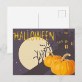 Carte Postale Lune d'Halloween Éffrayante vintage et Citrouille  (Devant / Derrière)