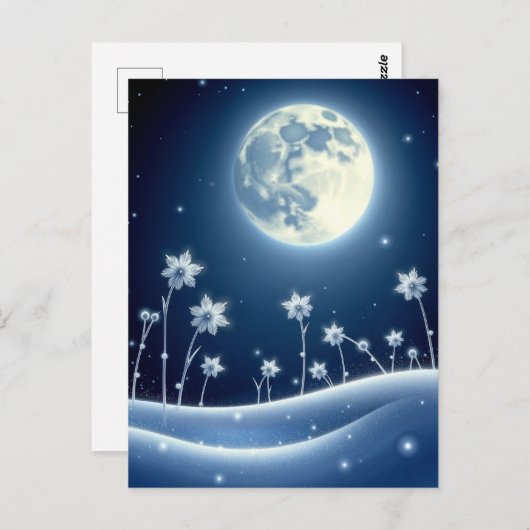 Carte Postale Lune d'hiver, poste (Devant / Derrière)