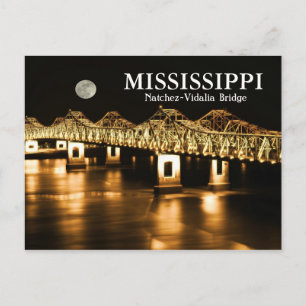 Carte Postale Lune d'or du pont Mississippi Natchez-Vidalia