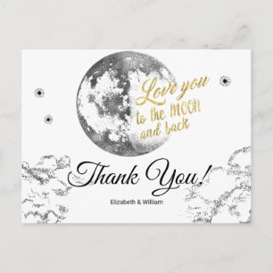 Carte Postale Lune élégante Étoiles Croissant Mariage Merci