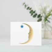 Carte Postale Lune endormie avec étoile bleue (Debout devant)