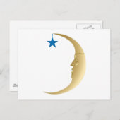 Carte Postale Lune endormie avec étoile bleue (Devant / Derrière)