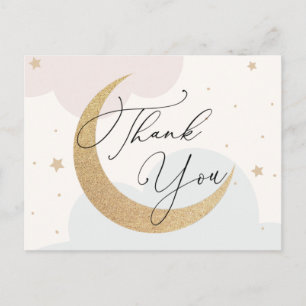 Carte Postale Lune et étoiles Baby shower Merci