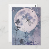 Carte Postale Lune et libellules (Devant / Derrière)