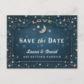 Carte postale Lune & Étoiles Bleu sarcelle Or & Bl (Devant)