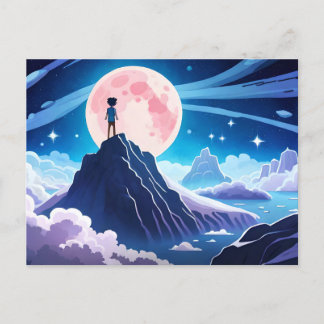 Carte Postale Lune, étoiles et galaxie — La vie n'est qu'un rêve