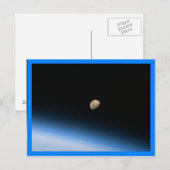 Carte Postale Lune gibbeuse en orbite bordure bleue (Devant / Derrière)