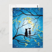Carte Postale Lune lunaire avec chats (Devant / Derrière)