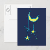 Carte Postale Lune lunaire et étoiles (Devant / Derrière)