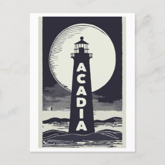 Carte Postale Lune phare du parc national Acadia
