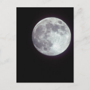 Carte Postale Lune pleine et brillante dans un ciel noir.