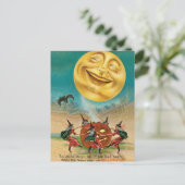 Carte Postale Lune souriante sur sorcières dansantes (Debout devant)