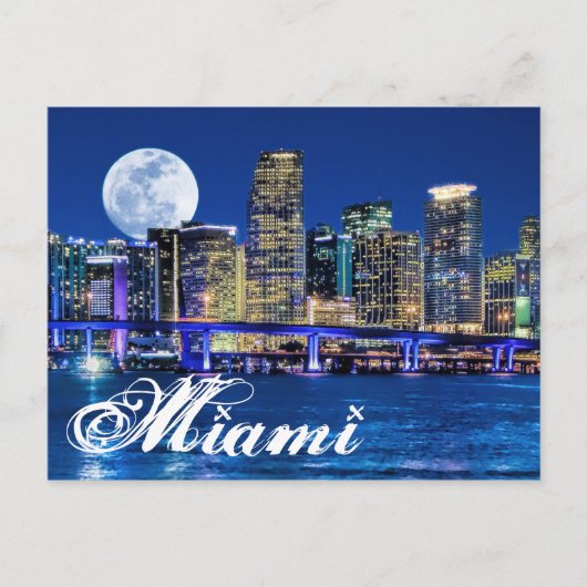 CARTE POSTALE LUNE SUR MIAMI. (Devant)