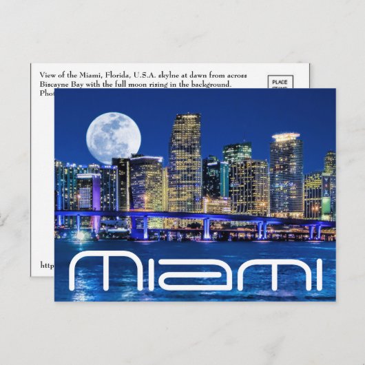 CARTE POSTALE LUNE SUR MIAMI. (Devant / Derrière)