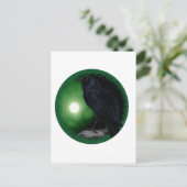 Carte Postale Lune verte Corbeau noir Goth Halloween Animal (Debout devant)