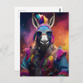 Carte Postale Lunettes bleues Funky Donkey (Devant / Derrière)