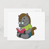 Carte Postale Lunettes de livre de nerd de cheval (Devant / Derrière)