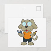 Carte Postale Lunettes de livre nerd de chien (Devant / Derrière)