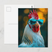 Carte Postale Lunettes de soleil bleu cool (Devant / Derrière)