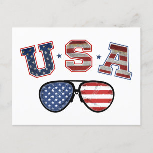 Carte Postale Lunettes de soleil drapeau américain USA Veteran 4