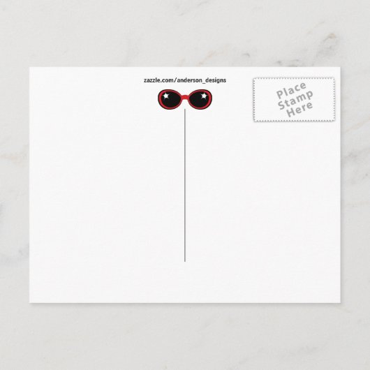Carte Postale Lunettes de soleil rétro teintes primaires rouge j (Dos)
