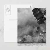 Carte Postale L'USS ARIZONA brûle après l'image_War (Devant / Derrière)