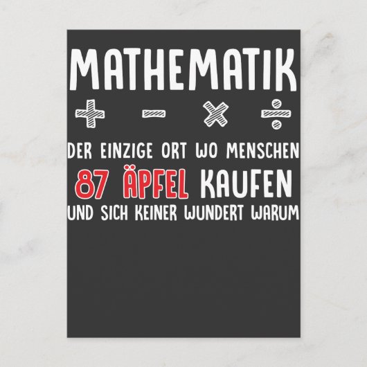Carte Postale Lustiger Mathe Nerd Spruch Mathematik Schule (Devant)