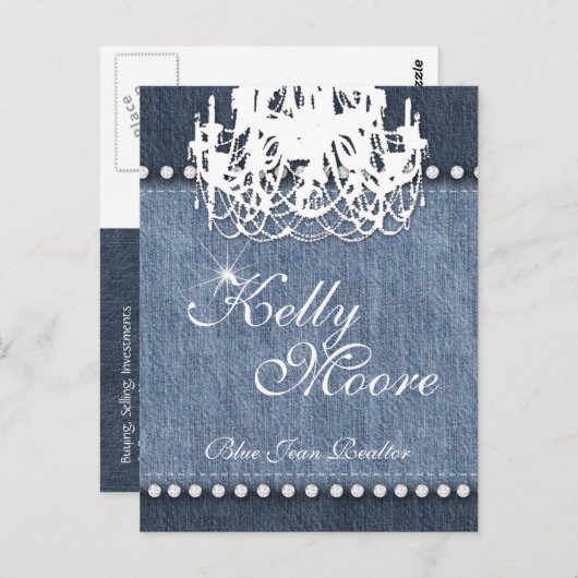 Carte Postale Lustre Denim 'n Diamants Jean Bleu (Devant / Derrière)