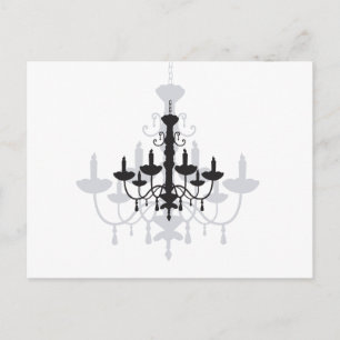 Carte Postale Lustre en cristal noir gothique et ombre