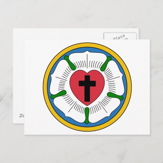Carte Postale Lutherrose Rose de Luther Lutheranisme Martin Luth (Devant / Derrière)