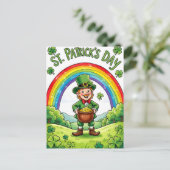 Carte Postale Lutin Gnome Fête de la Saint-Patrick Trèfle (Debout devant)