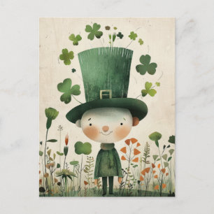 Carte Postale Lutin Mignon Aquarelle Saint-Patrick