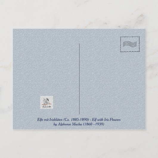 Carte Postale Lutins aux fleurs d'iris par Alphonse Mucha (Dos)