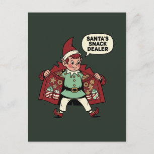Carte Postale Lutins de Noël Vendeur de Friandises du Père Noël