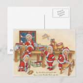 Carte Postale Lutins fabriquant des jouets (Devant / Derrière)
